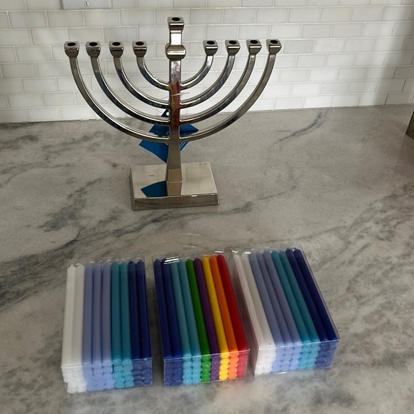 MENORAH AND CANDLES NWT